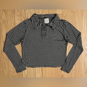 Livi Olivia Rae Polo, Black & White Stripes, Women’s Size M